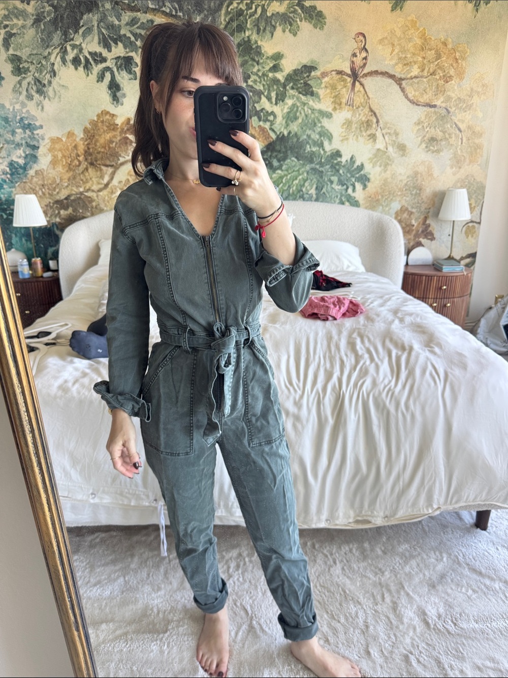 Universal Thread Olive Utility Tie-Waist Jumpsuit